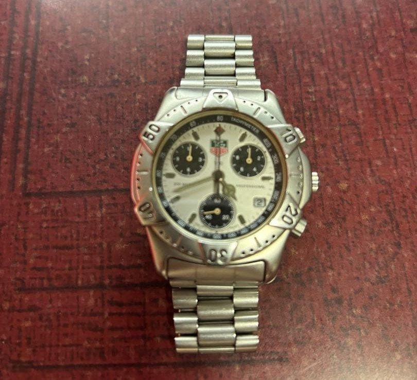 TAG Heuer Pilot Chronograph Quartz Watch Stainless Steel Date Black Dial Used