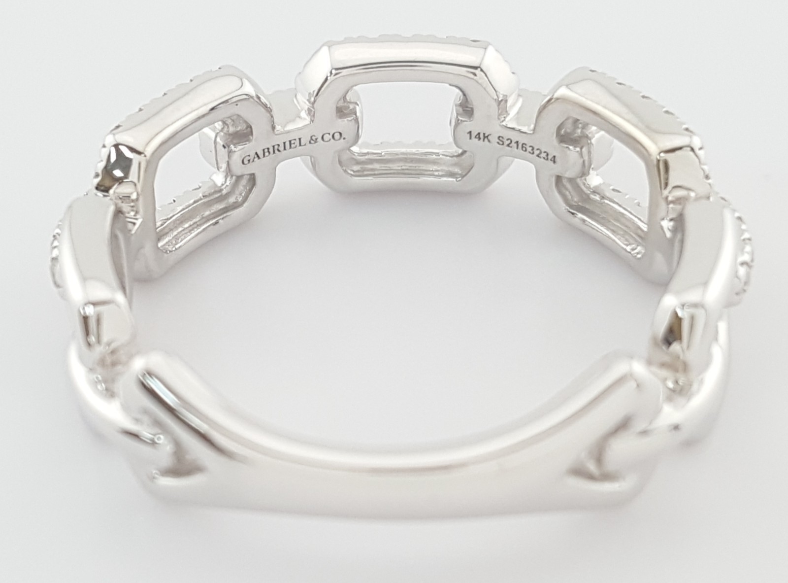 Gabriel & Co. Round Pave Diamond Link Band Ring 0.35 ct 14k Rtl $1,975
