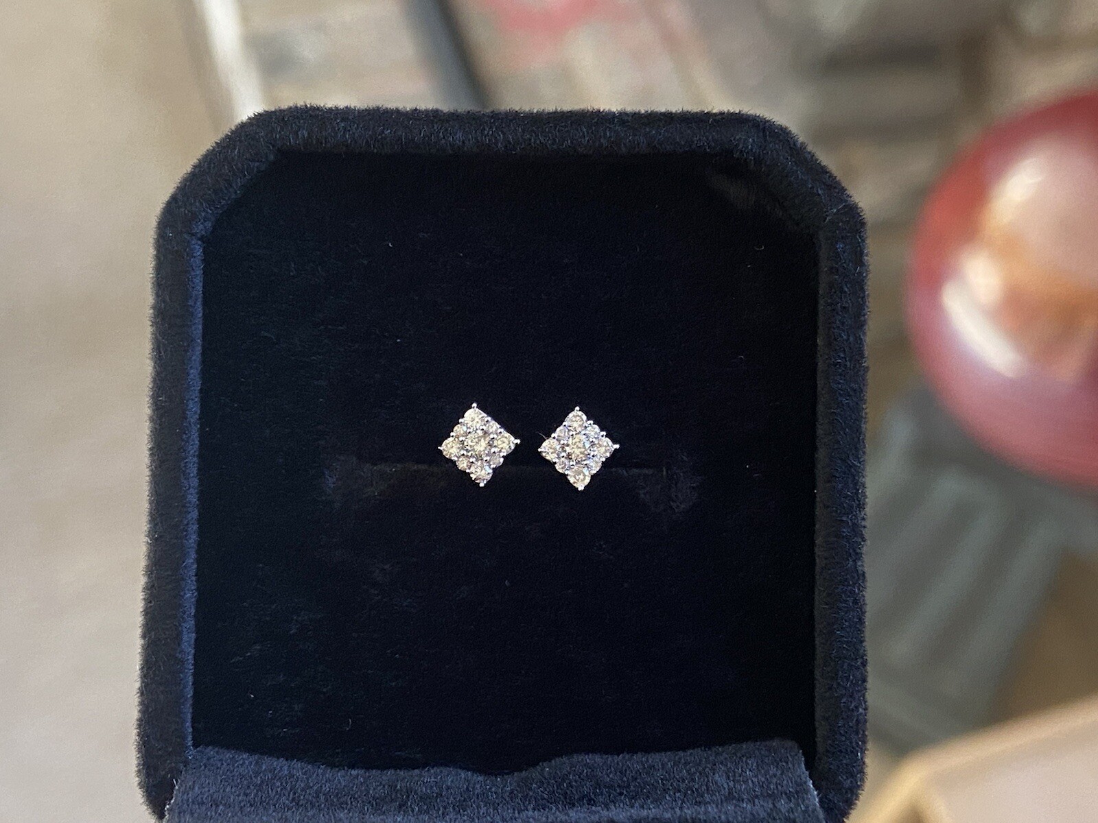 0.2 Carat Diamond Studded Earrings Set In 18k Fine White Gold/ Dainty/ For Her