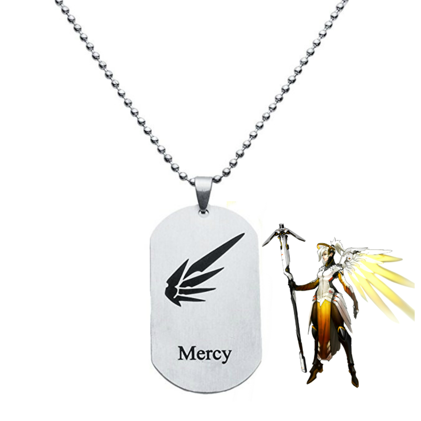 Overwatch Mercy Tag Video Game Series Pendant Charm Necklace