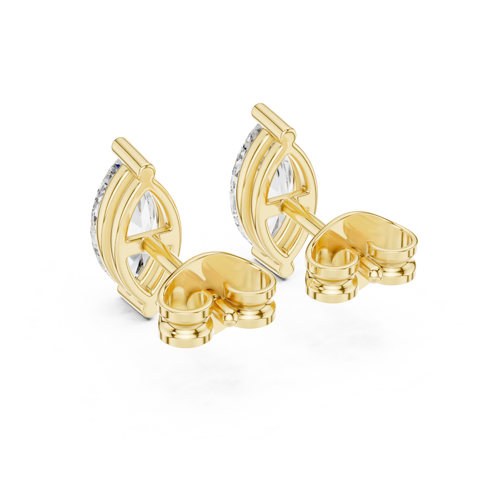 Certified Natural Diamond Designer Style Prong Studs Earrings 14K Gold Over