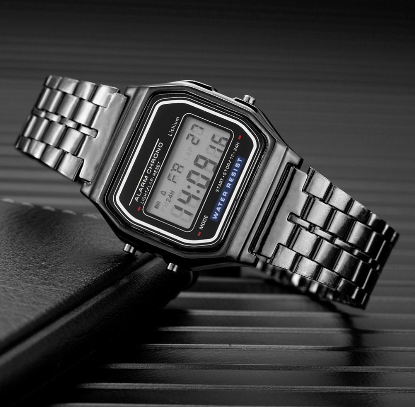 F-91W-1 Men’s 2025 Digital Silver Steel Watch Classic Alarm Light Waterproof