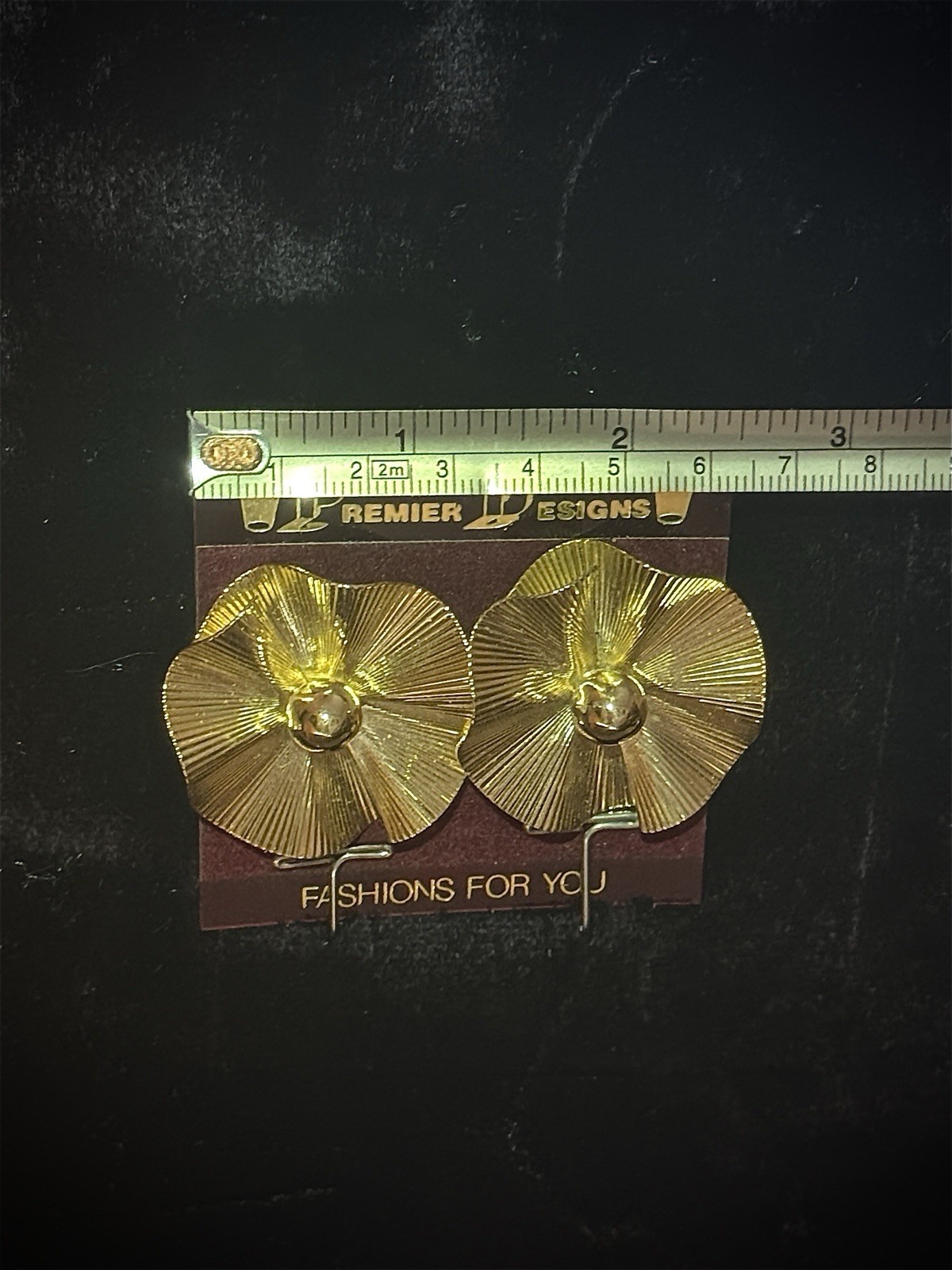 Premier Designs Gold Tone Metal Flower Clip-On Earrings, No Stone