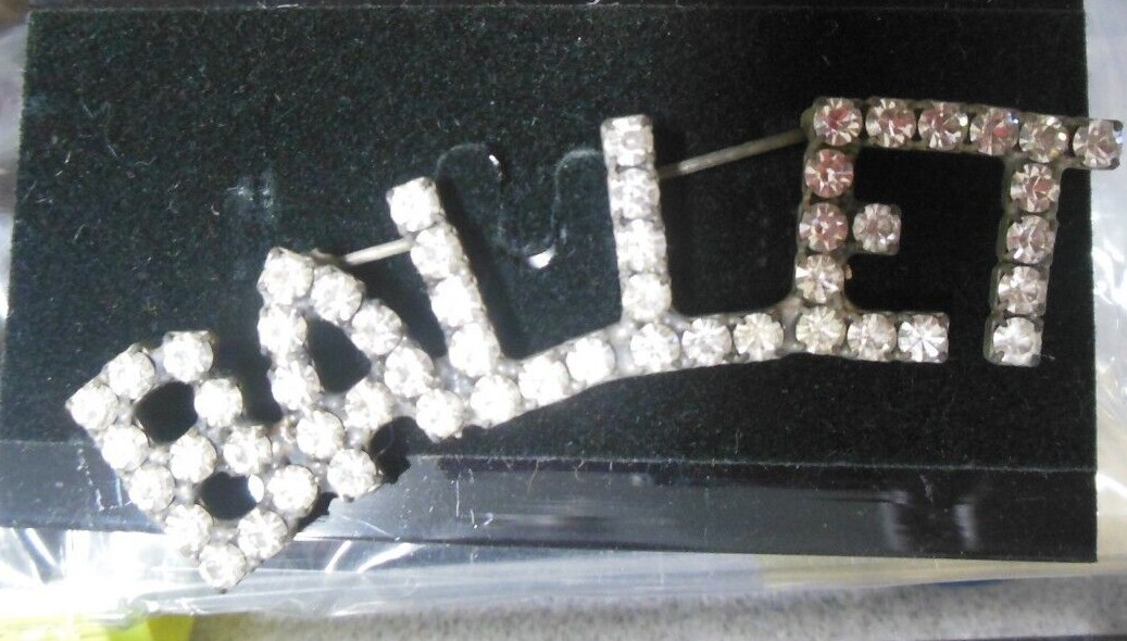 Rhinestone Dance Pin Crystal Bling 5/6″-3/4″ high letters Great Gift