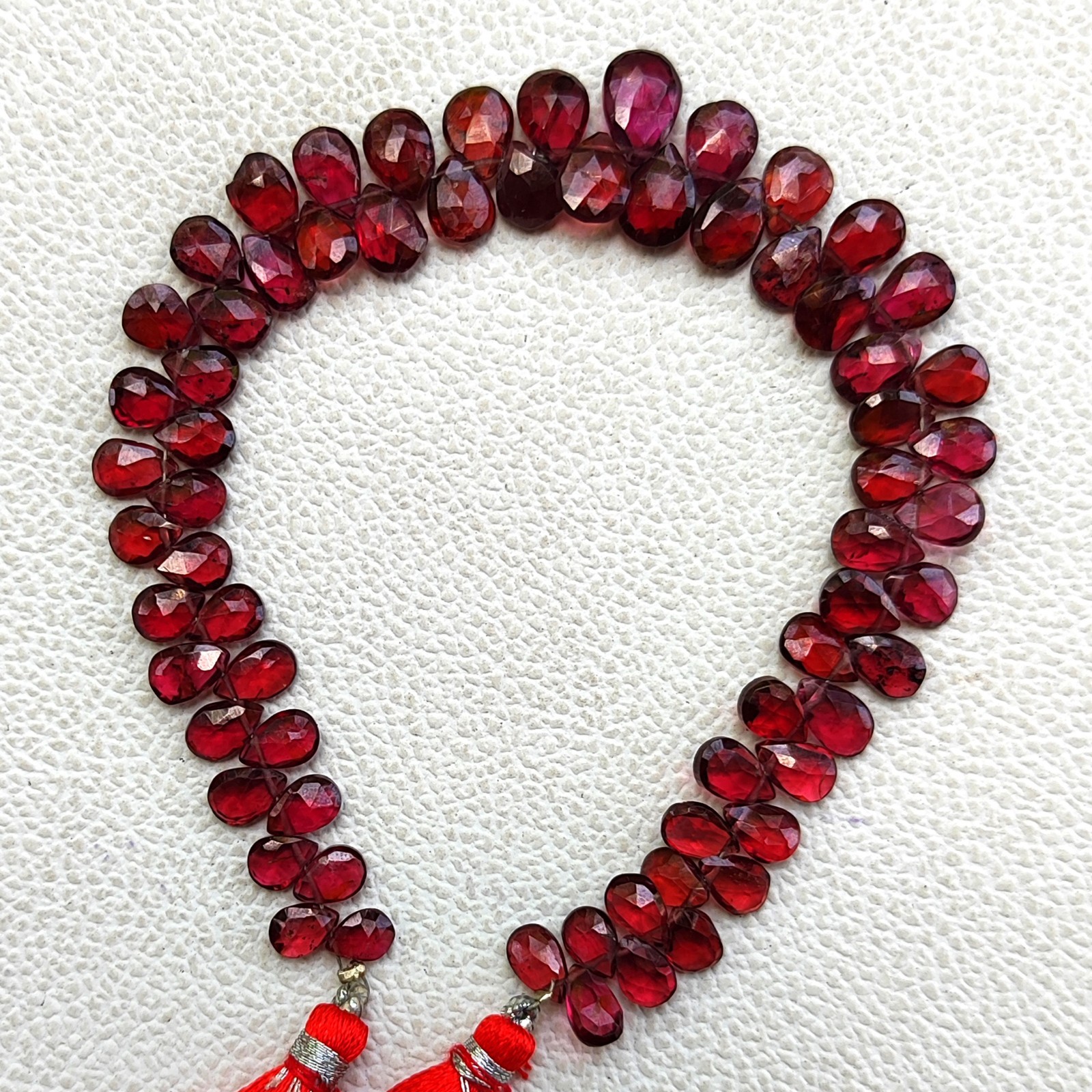 Mozambique Garnet Faceted Pear Gems Briolette Beads 7×5-8×6 mm Size 8″ Strand
