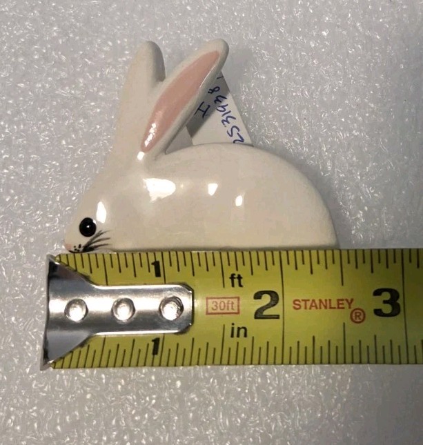 VTG BIG Brooch Pin Signed Ruby Z Bunny Rabbit Ceramic Enamel Jewelry White