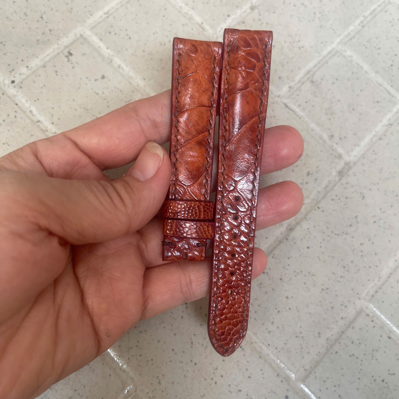 26m 24mm 22mm 21mm 20mm 19mm 18mm 16mm Red Brow Ostrich Leather Watch Strap Band