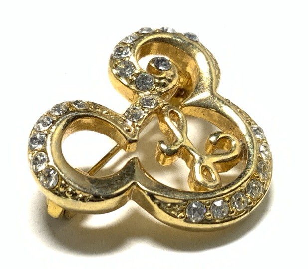 Disney Gold Tone Letter “L” Rhinestone Mickey Mouse Pin LY116