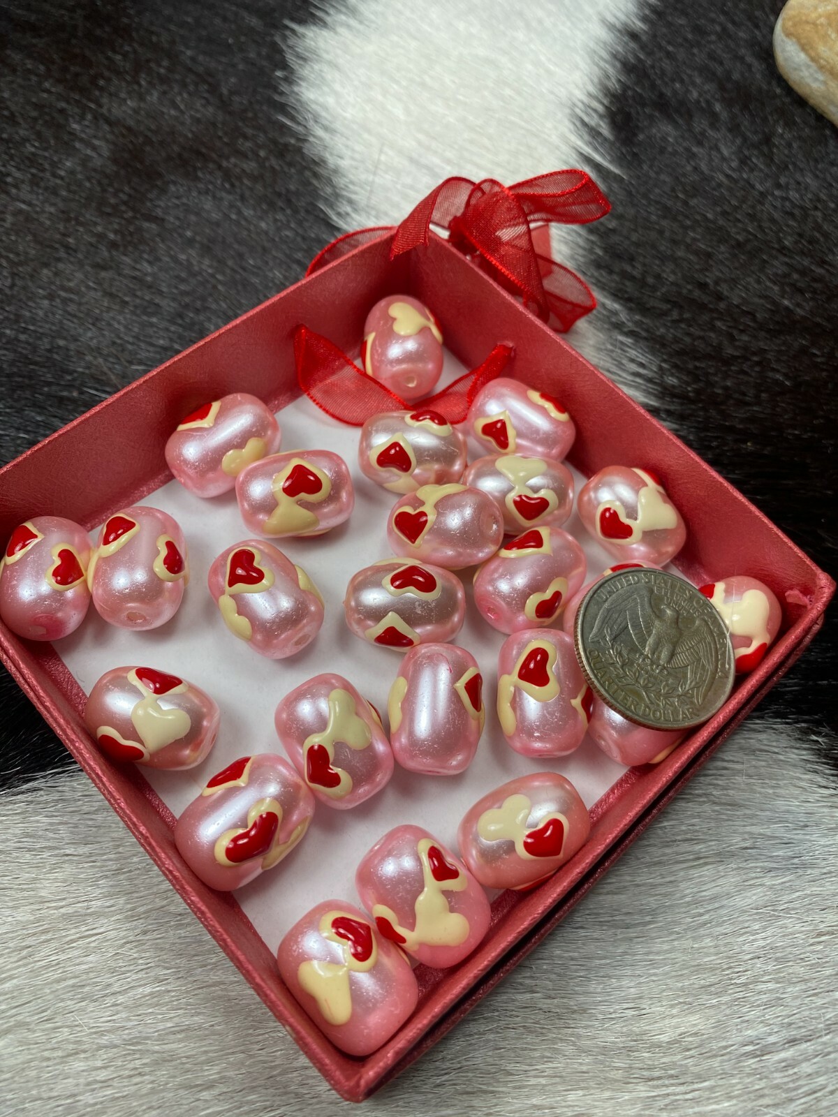 13mm Pink Glass Heart Beads 20pcs | Handmade Painted Jewelry Craft DIY