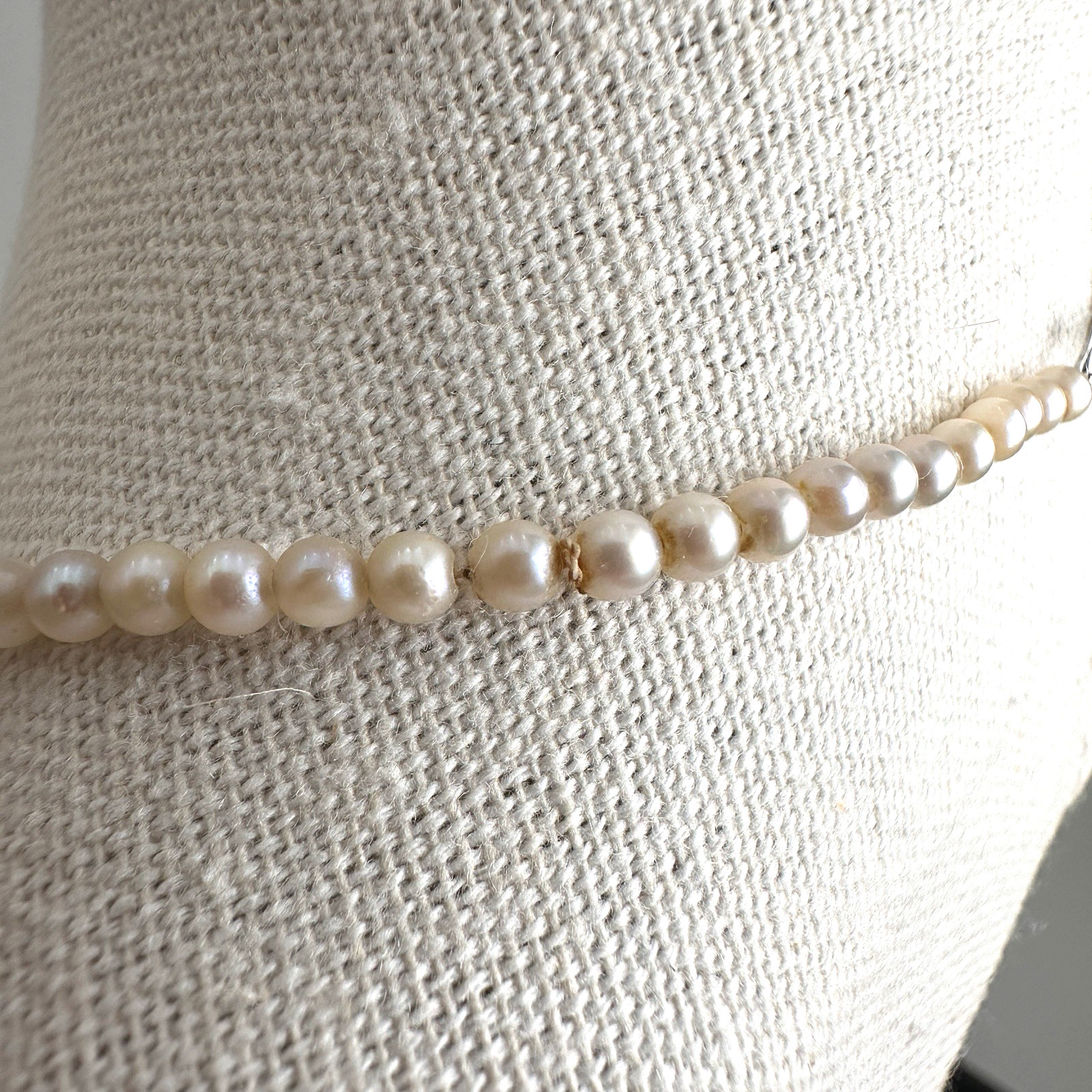 Vtg Graduated Cultured Seed Pearl Necklace 15in 10KTS Clasp Estate Heirloom MCM