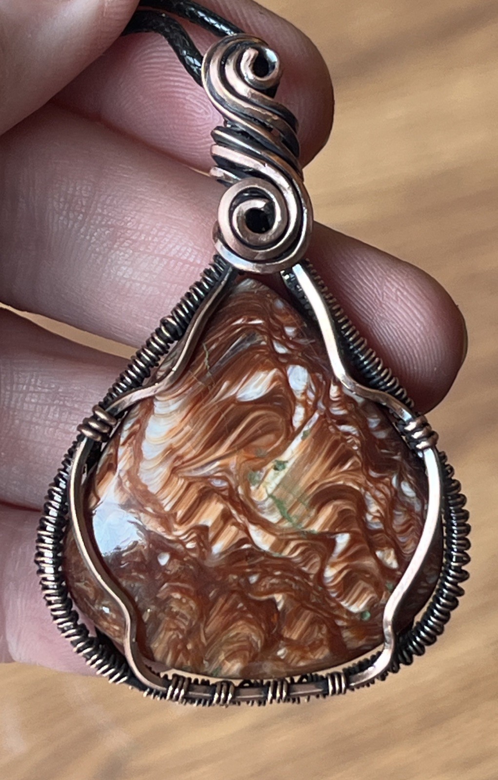 Redwood Opal (Opalized Silica) ~ Handmade copper wire wrapped pendant 7r