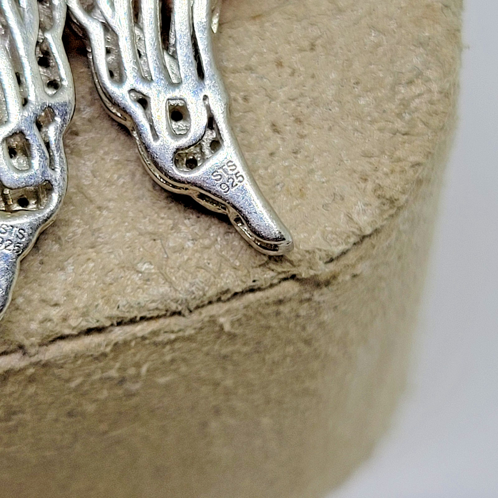 ShopLC Sterling Silver Peach Angel Wings Drop Dangle Earrings ~ 1.5″