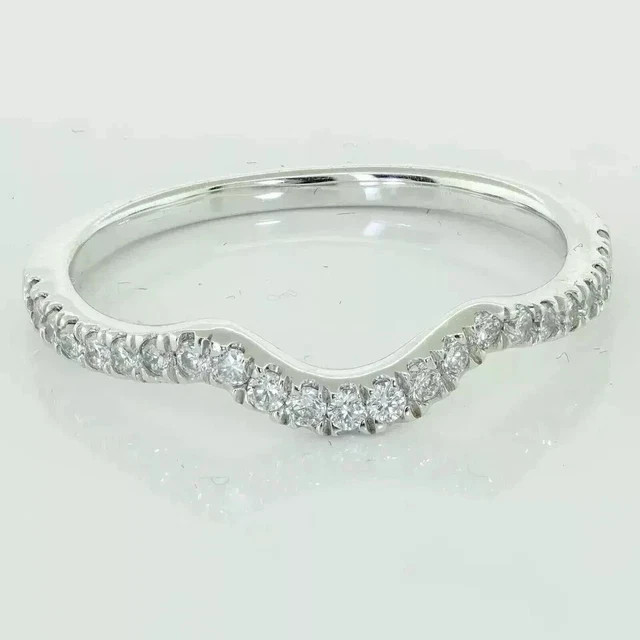 2ct Round Cut Lab Created Diamond Curved Wedding Band Ring 14k White Gold Plated