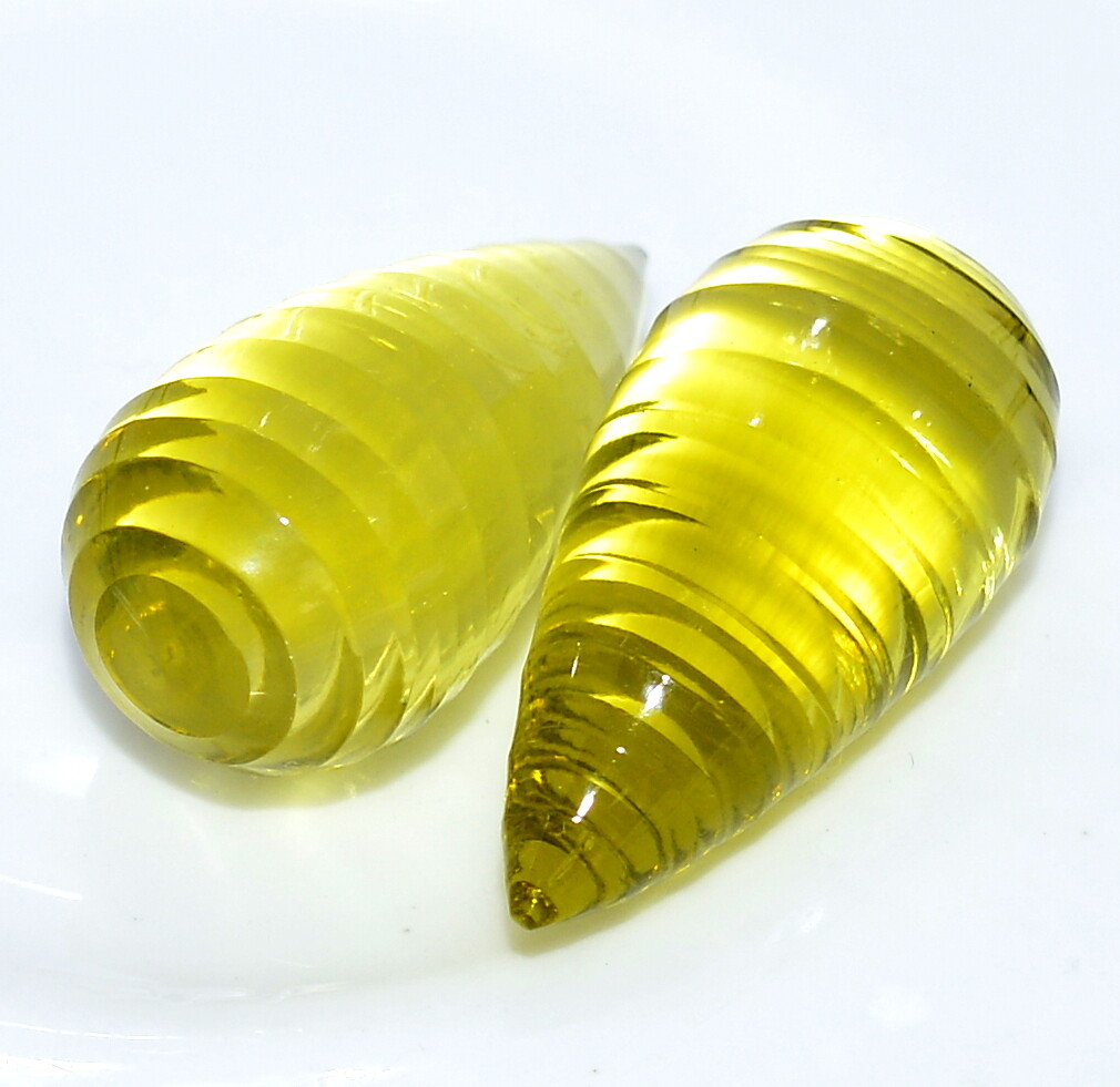 24×12 mm Natural Lemon Quartz Cut Fancy Tear Drops Pair 37.31 Cts Loose Gems