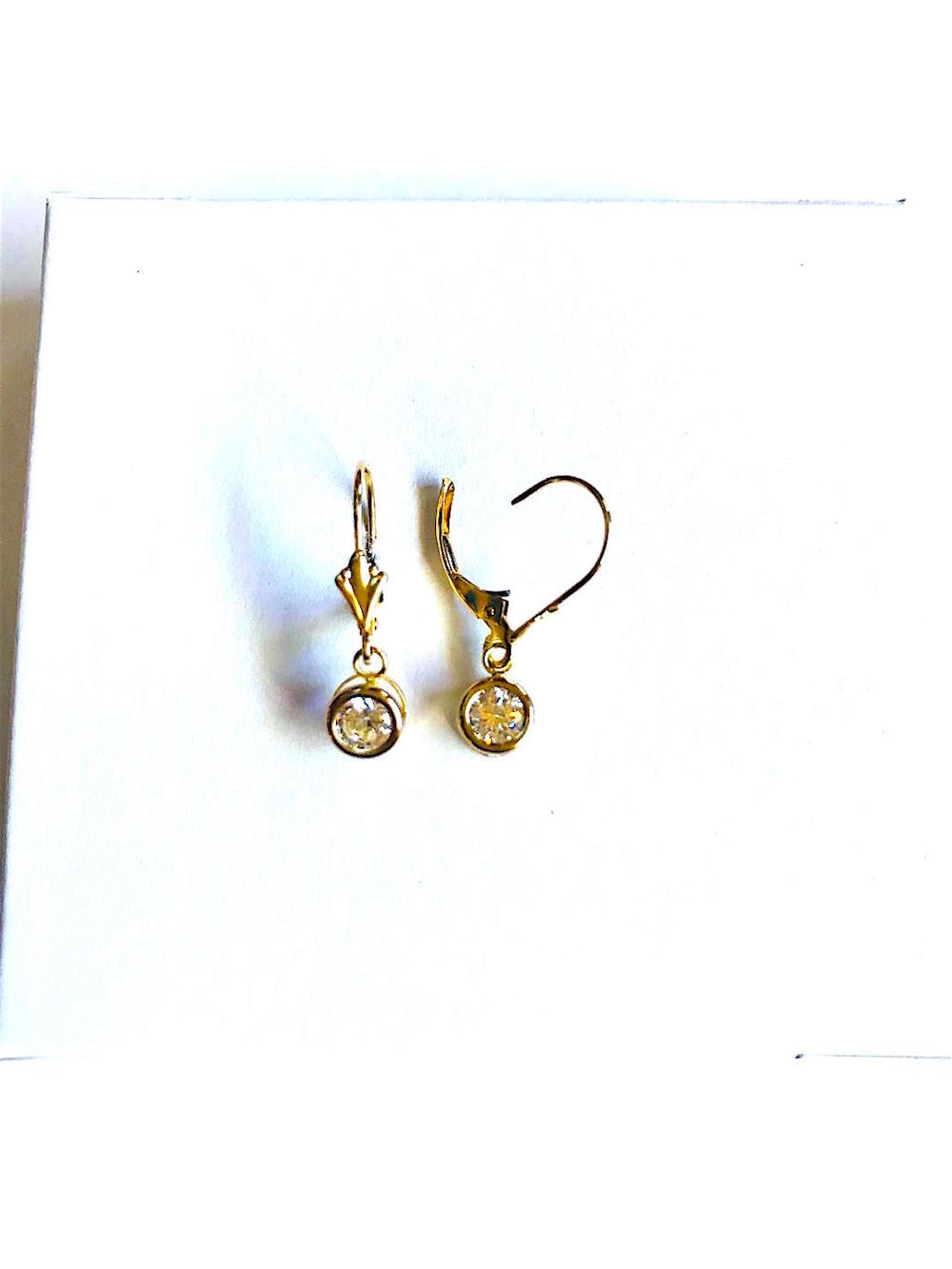 14K Solid Yellow Gold Lever Back Dangle Earring Width: 5 mm L: 23 mm ECZ105-5