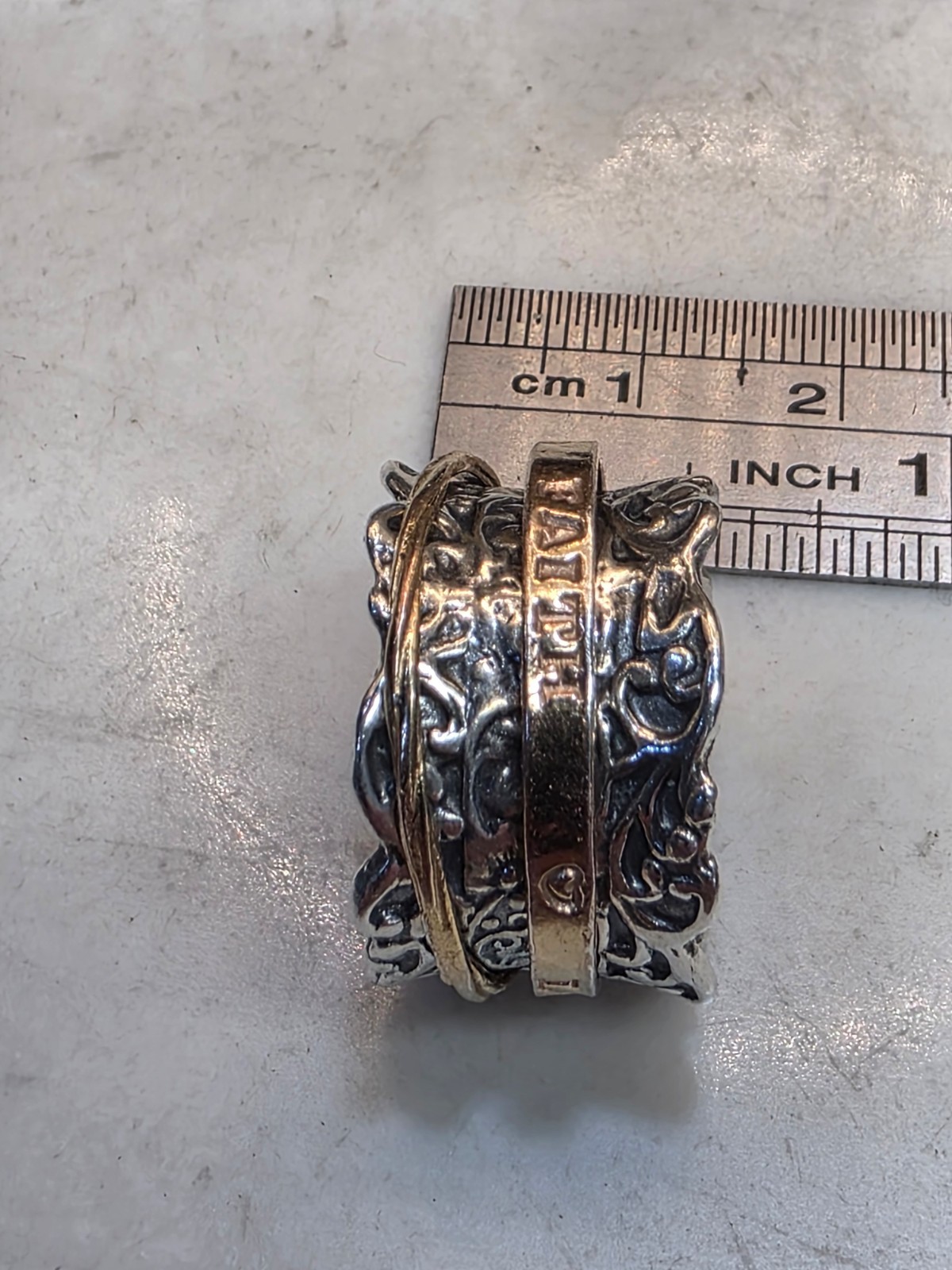 PZ Paz Creations .925 Sterling Silver and Rose Gold over Silver Spinner Ring 7.5