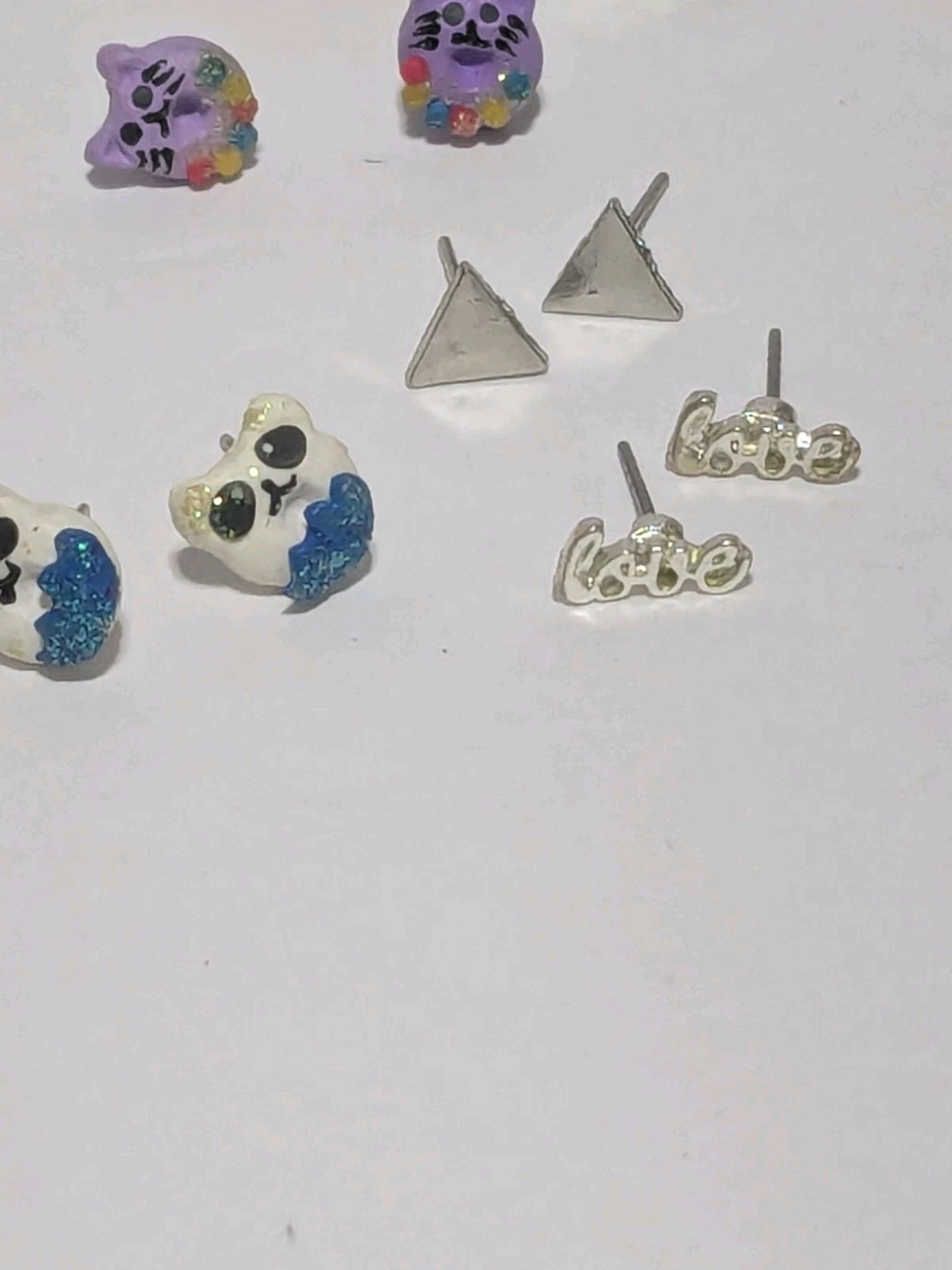 Variety Lot Of Small Stud Earrings. 18 Pairs. Little Girl Themed. Whimsical.