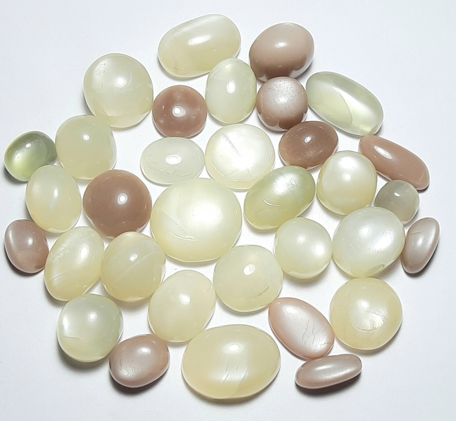 White Grey Peach Chocolate Moonstone Mix 500 Carat Lot Cabochon Free Shipping