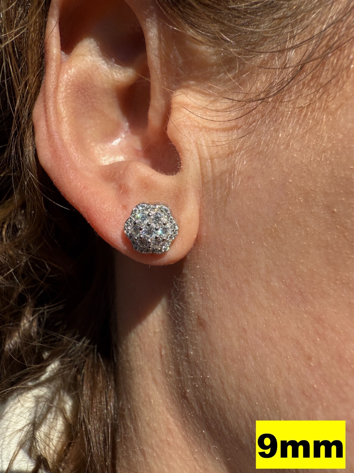 Cluster Hip Hop Earrings Real 925 Sterling Silver 7.5mm-12mm Iced CZ Stone ITALY