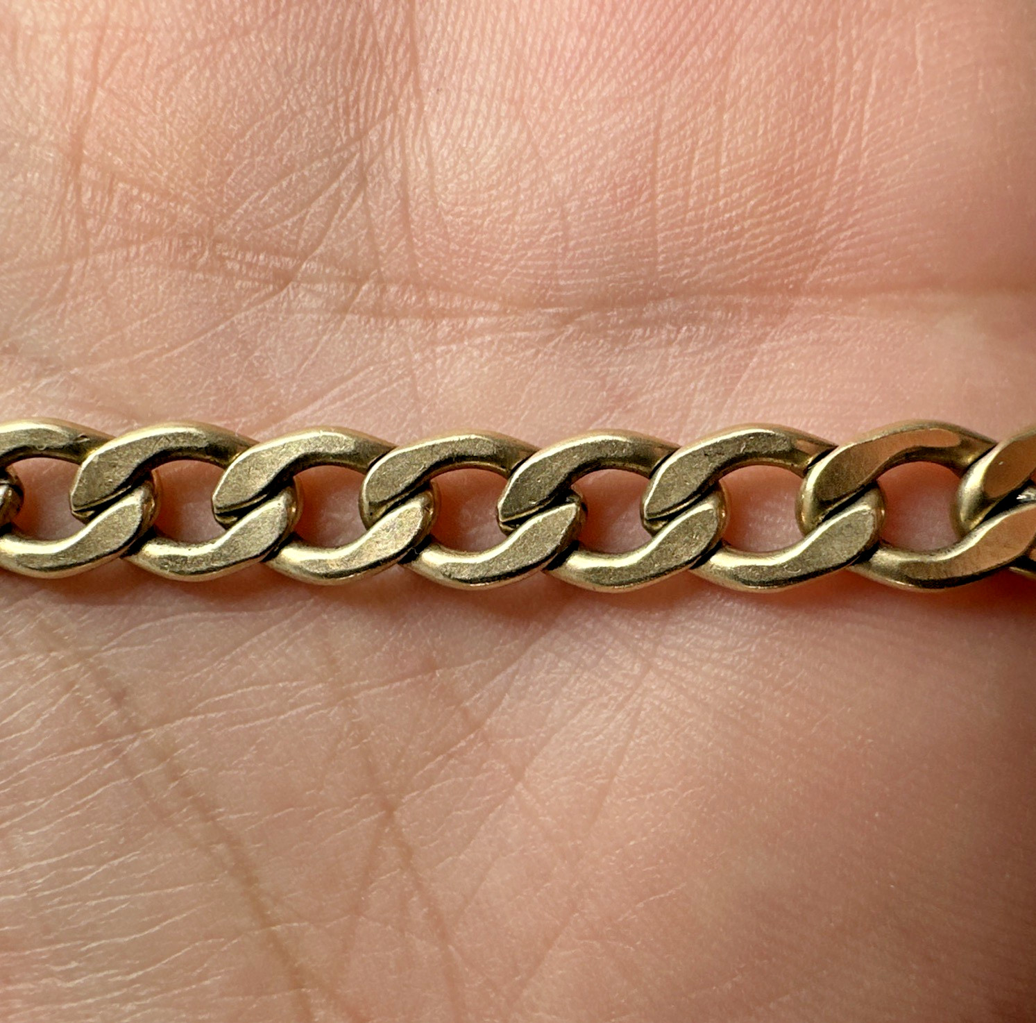 Vtg 1/20 12k G.F. Gold Filled B.A.B. Co Curb Link Chain 7mm Bracelet 7.75″ 14.1g
