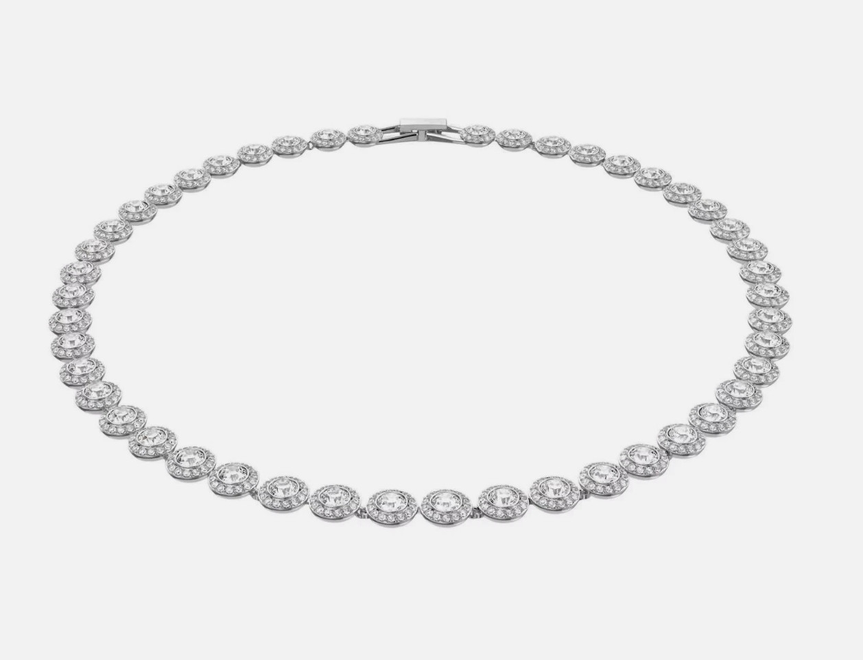 Swarovski Women’s Una Angelic Halo Tennis Necklace 14 7/8″ Rhodium Crystal White