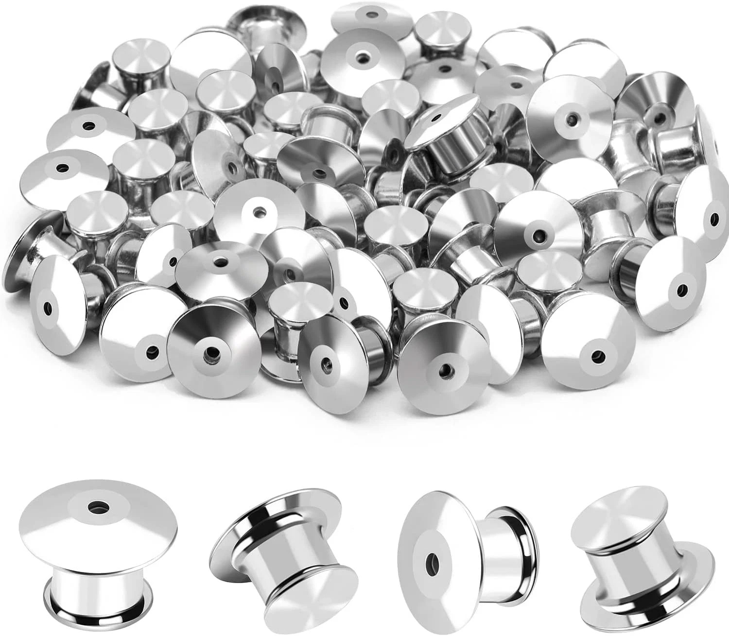 40PCS Locking Pin Back Locking Pin Keeper Clasp, Metal Pin Backing for Brooch En