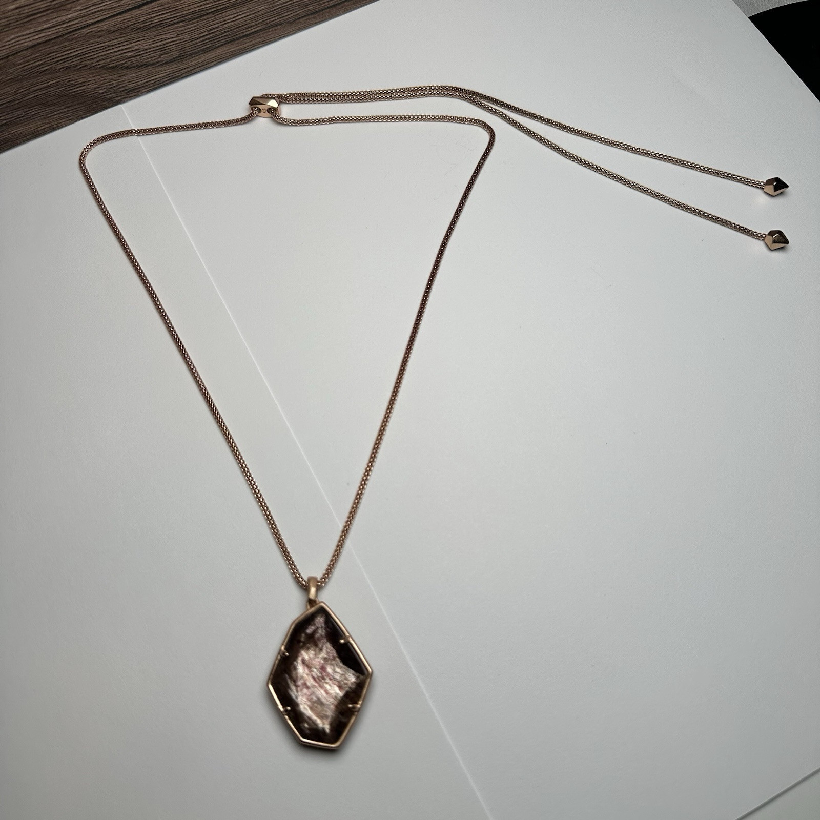 Kendra Scott Kalani Sable Mica Pendant Rose Gold Tone Necklace