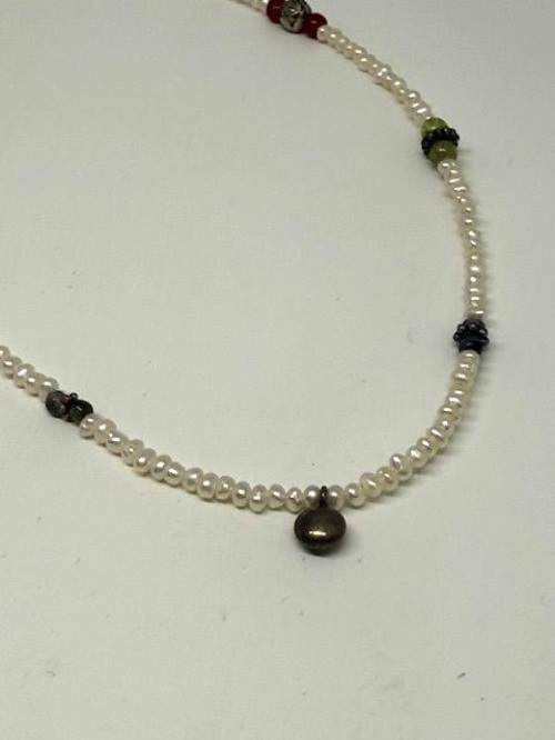 Vintage Marked 925 Silver Freshwater Pearl & Beaded Choker Necklace