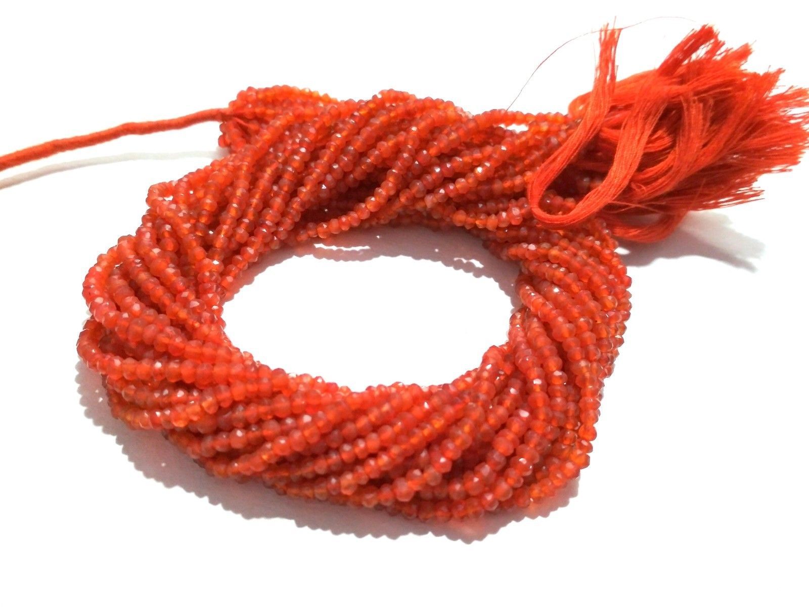 5 Strand Natural Carnelian Rondelle Faceted 3mm/3-3.5mm Loose Beads 12″inch