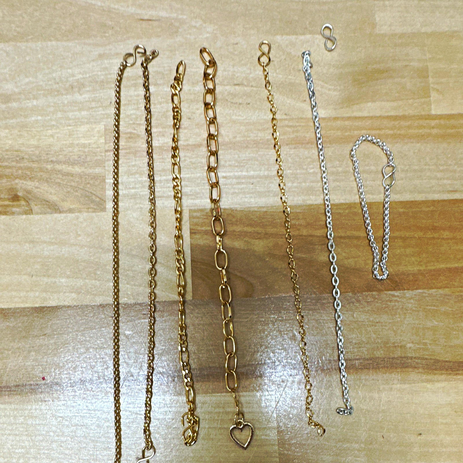 Lot Gold & Silver Tone Cable Chain Necklaces Heart Charm Pendant Lobster