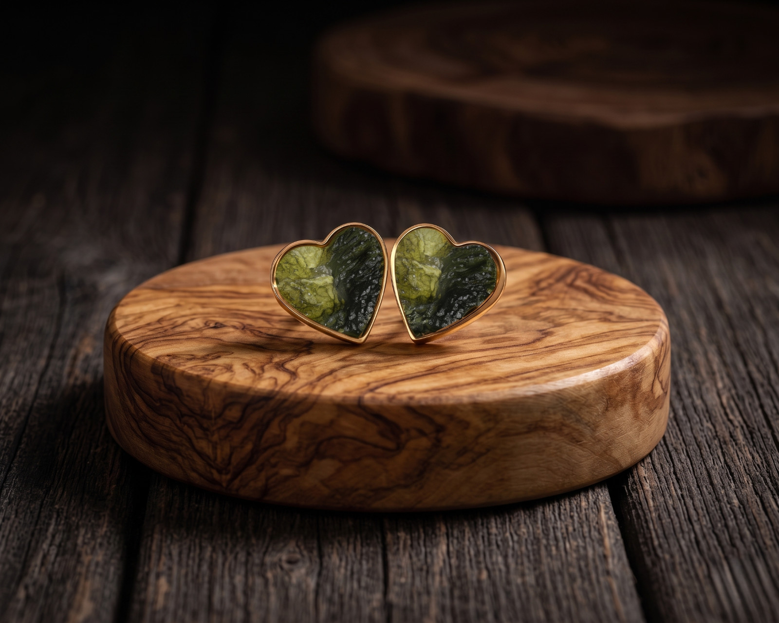 18k Gold Filled Dainty Studs Green Moldavite Gemstone Women Earring Gift For Her
