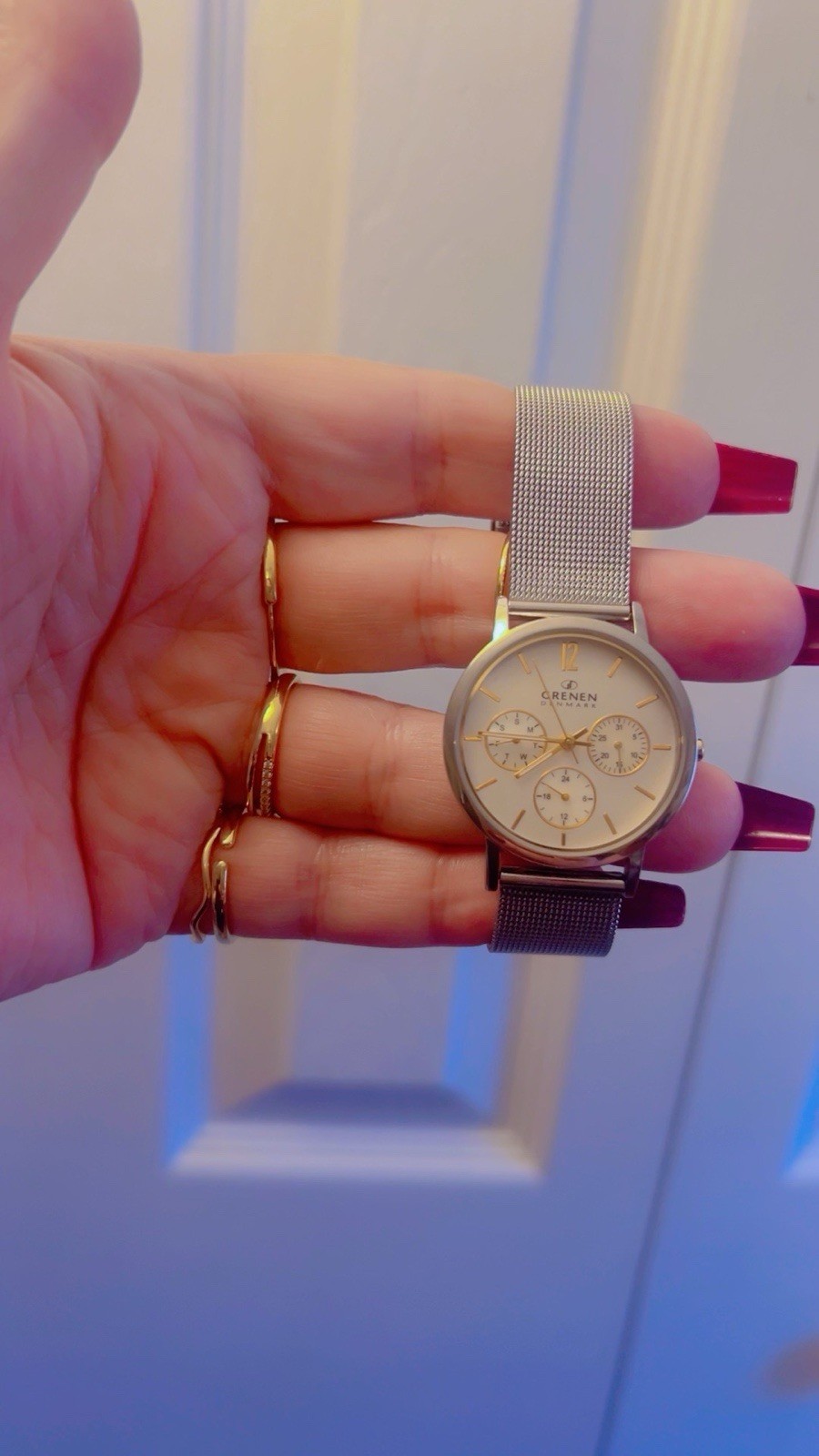 Vintage Grenen Denmark Women’s Quartz Watch Silver Dial Mesh Band 30mm