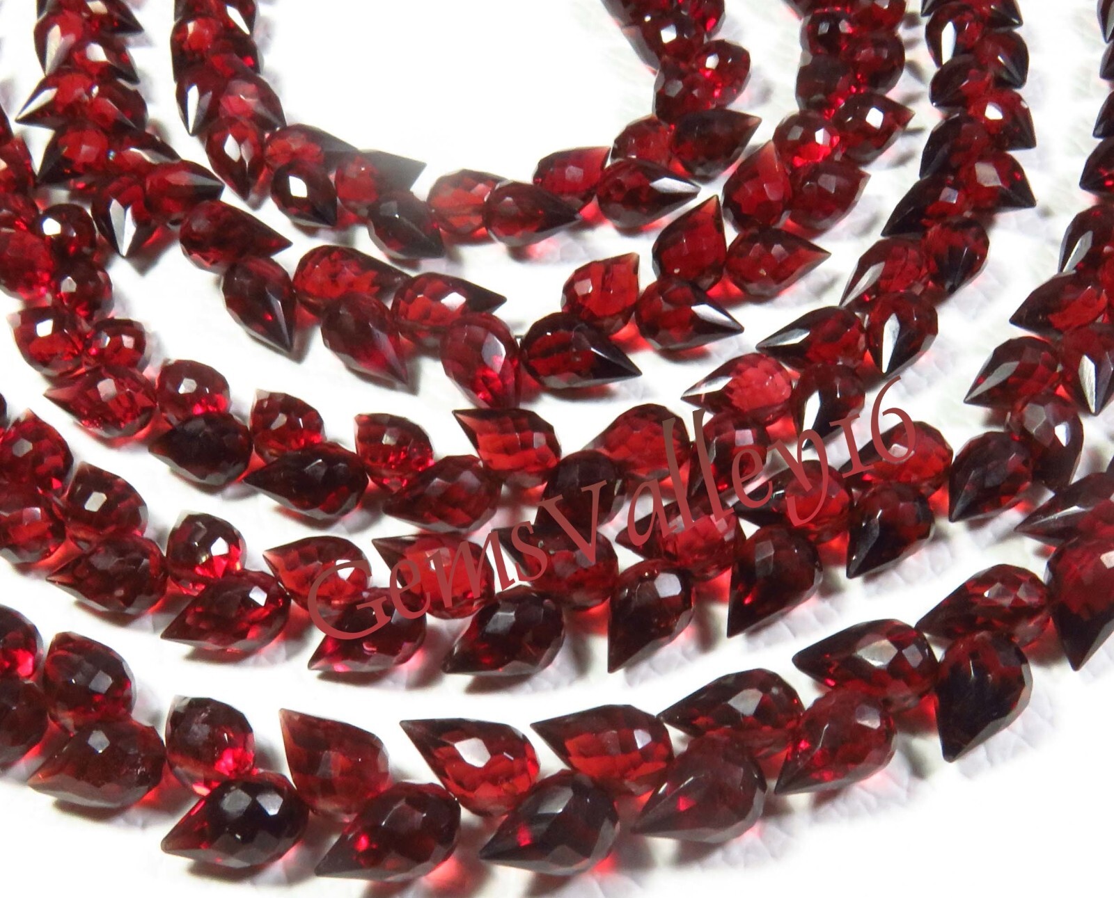 Top Grade Natural Red Mozambique Garnet Faceted Teardrop Beads 7.5-8.5mm GV-2628