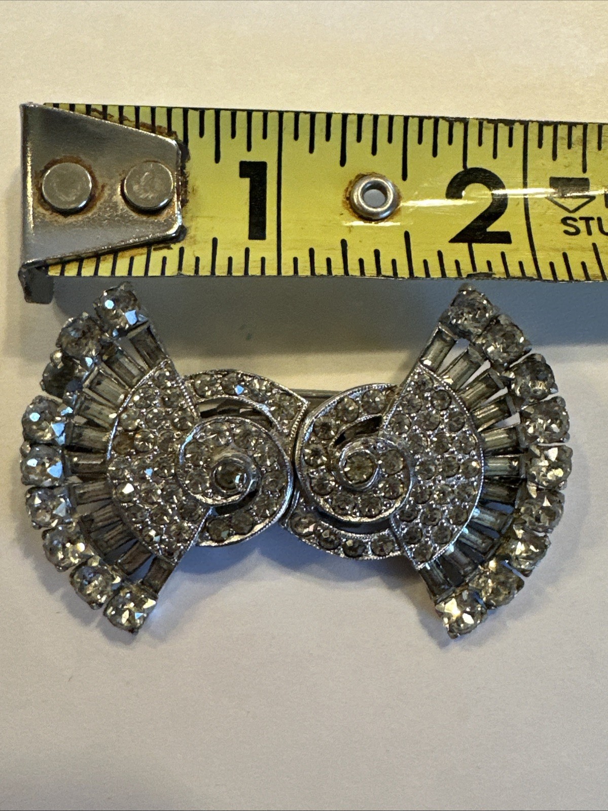 VINTAGE CORO DUETTE Brooch Dress Clip SET Rhinestone Art DECO 1930s