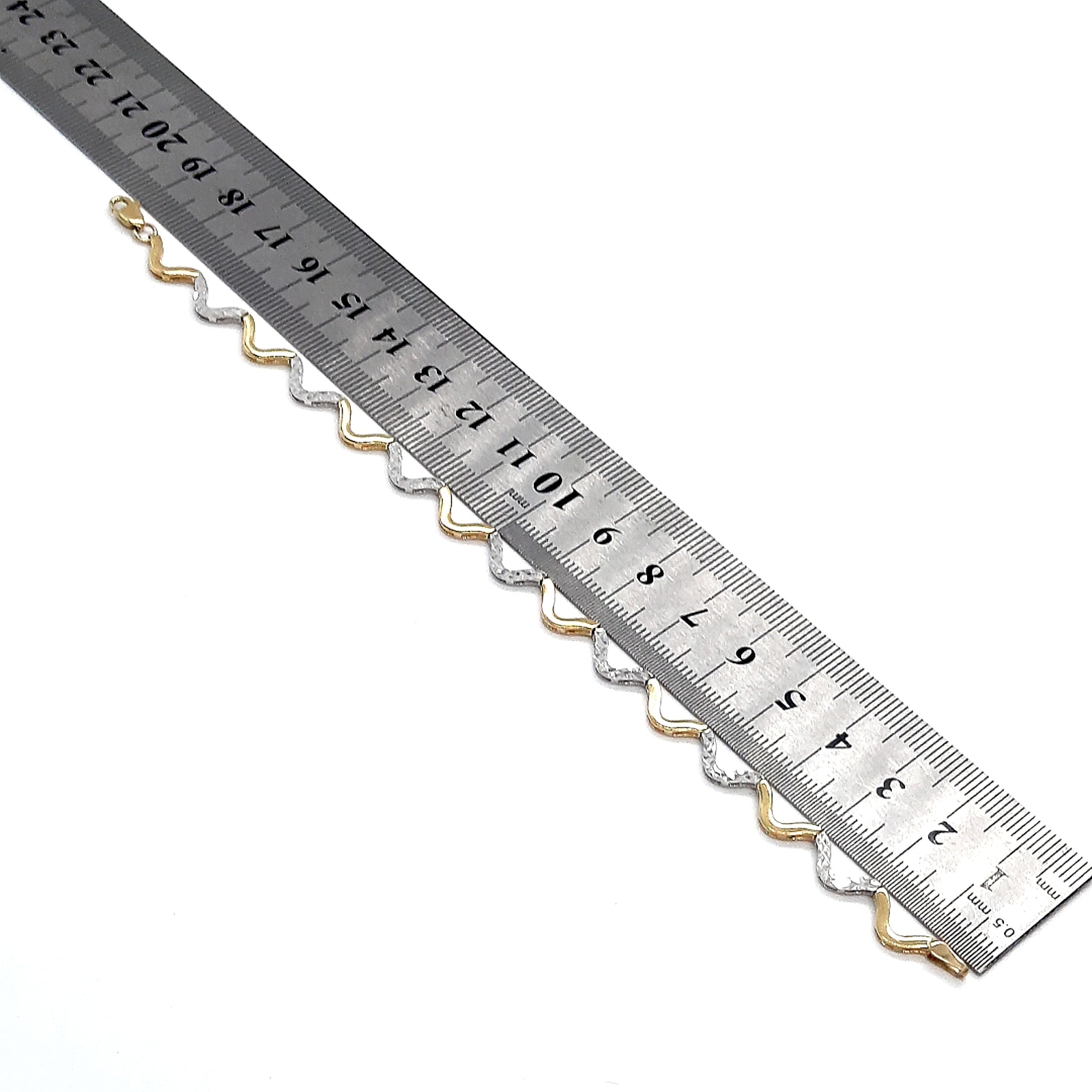 Yellow and White Gold Wave Link Bracelet