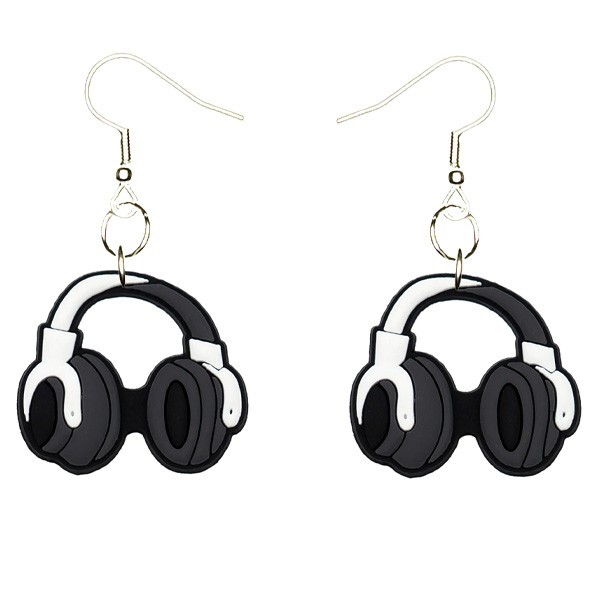 Headphones Earrings Handmade Hypoallergenic Silver Plated Fishhooks