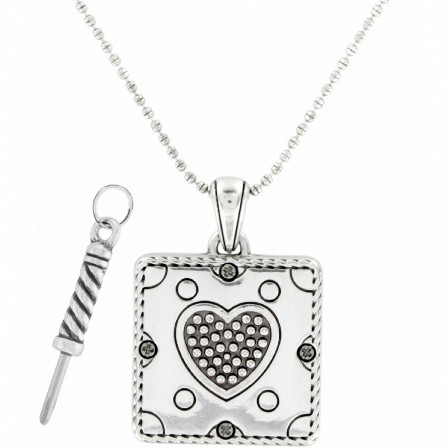 NWT Brighton MEMENTO Square Crystals Photo Holder Locket Necklace MSRP $52