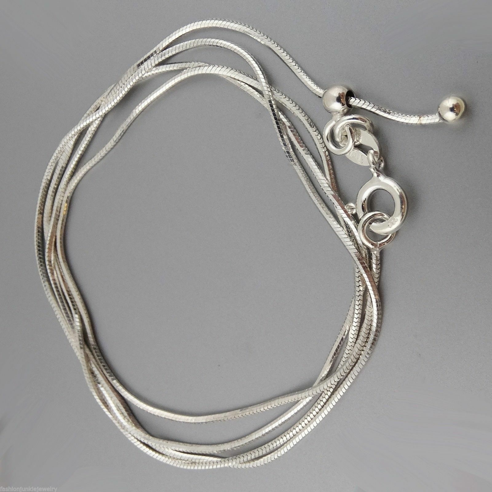 0.8mm Adjustable Snake Chain, Adjusts up to 22″ – 925 Sterling Silver