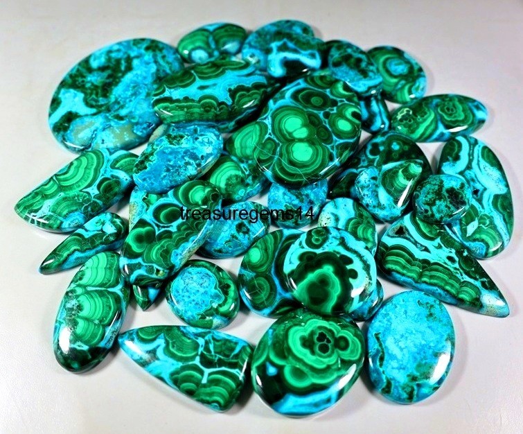 250 Ct Wholesale Lot Natural Chrysocolla Malachite Cabochon Jewelry Gemstone