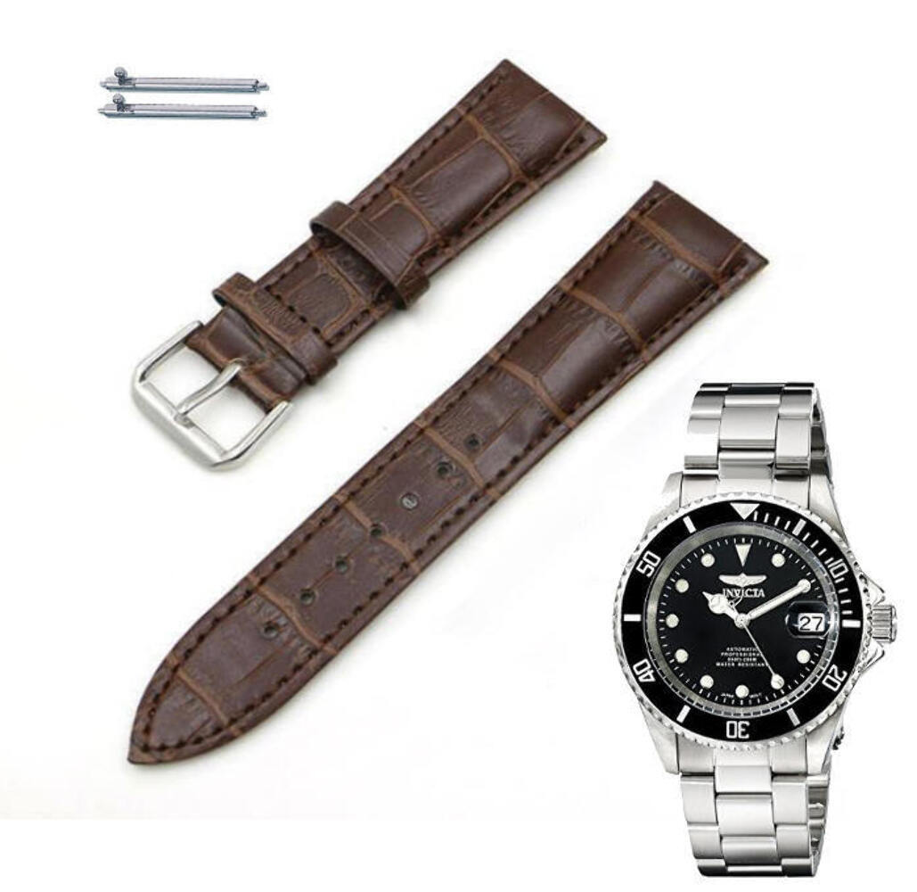 Brown Croco Leather Watch Band Strap Fits Invicta Pro Diver 40mm 17044 #1041