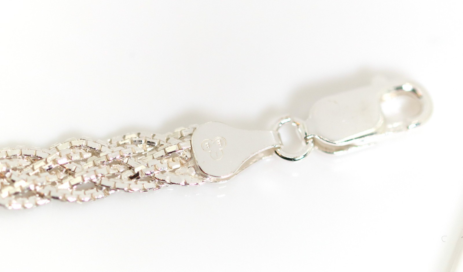 Sterling Silver Cable Braid Pattern 925 Ladies Bracelet Lobster Clasp, L: 19cm