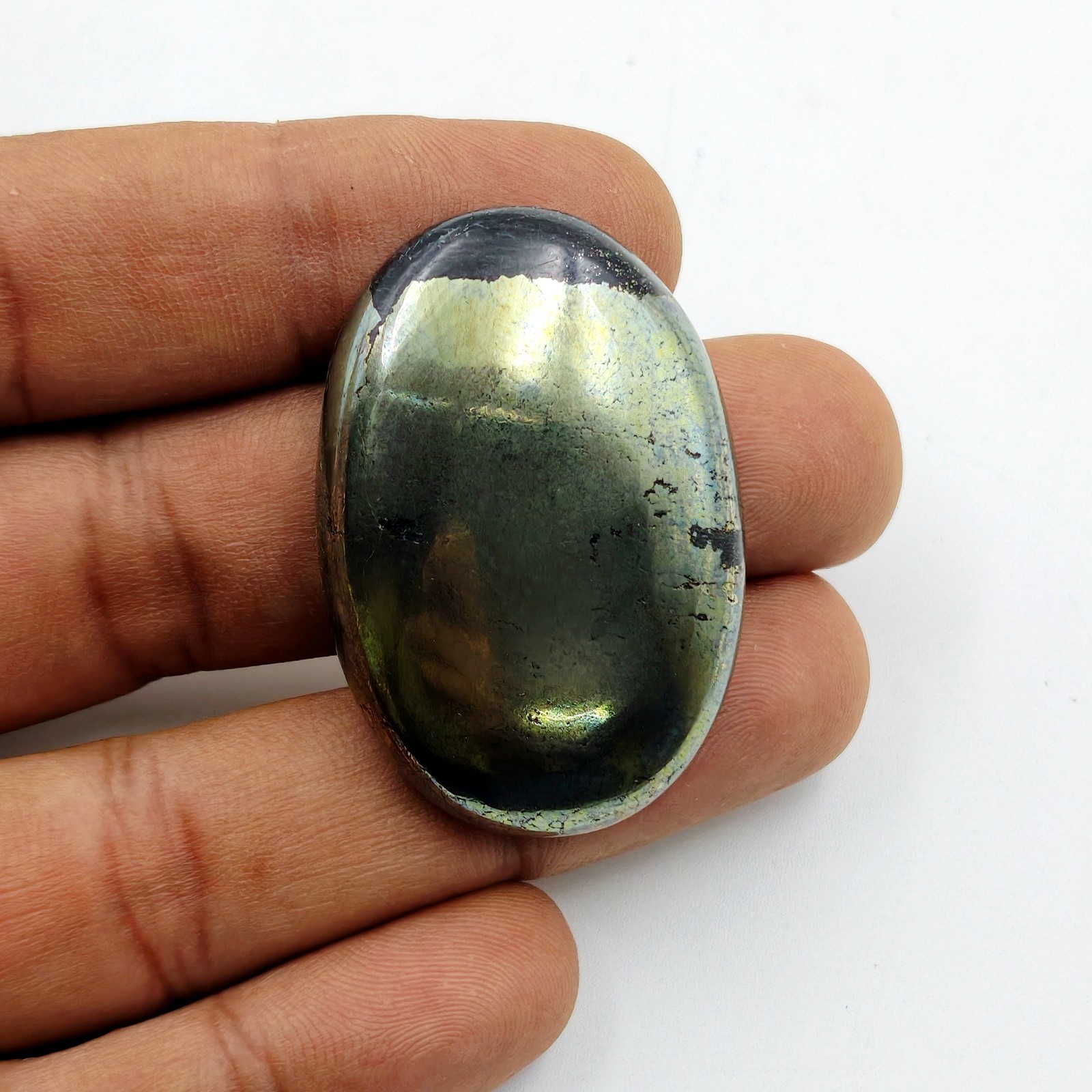 Natural Apache Gold Cabochon Oval 46x31mm Flat Back Wire Wrapping Jewelry