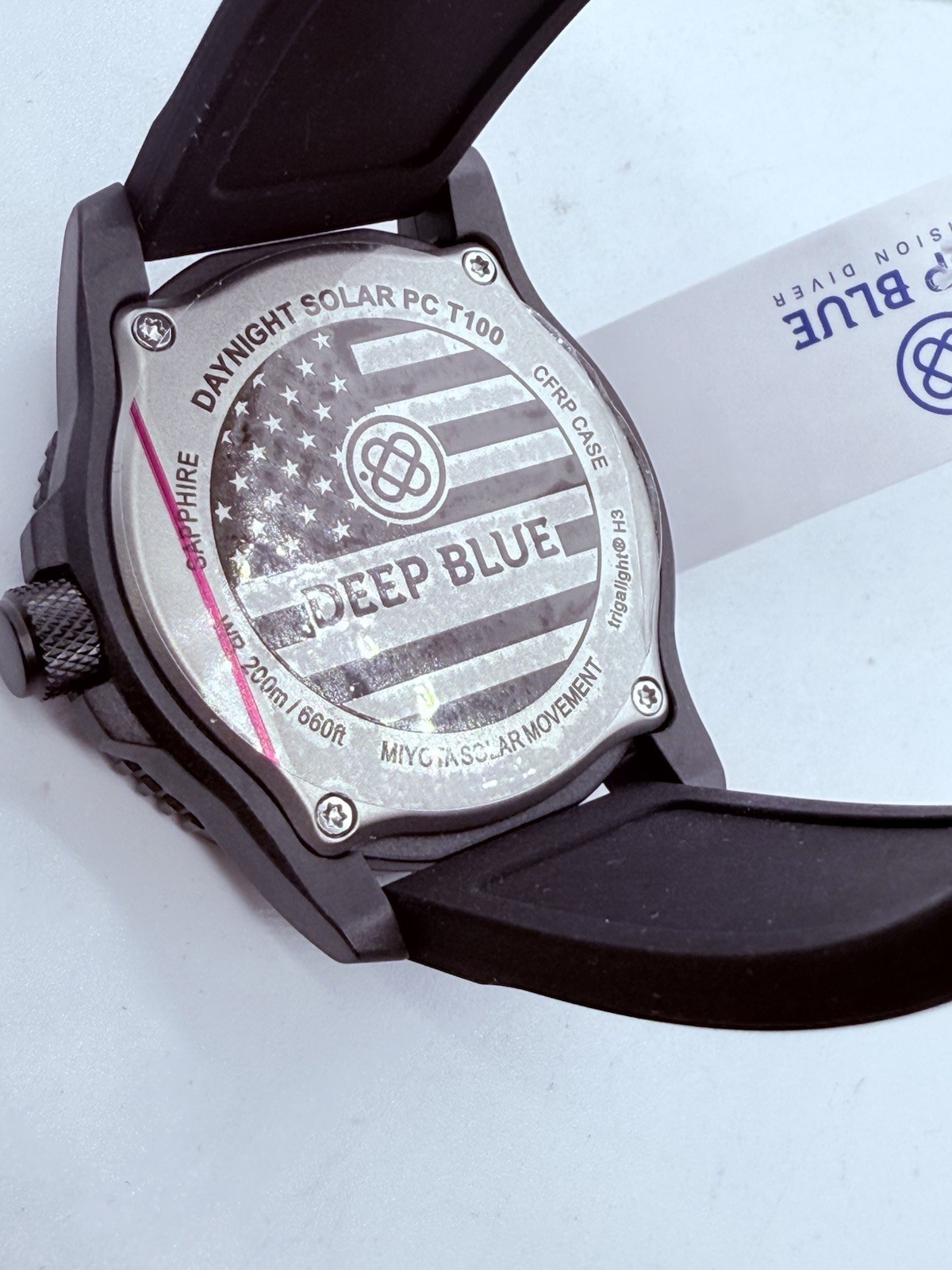 Deep Blue DAYNIGHT 43MM DIVER SOLAR POWERED PC BLACK DIAL USA🇺🇸3 COLOR TUBES‼️