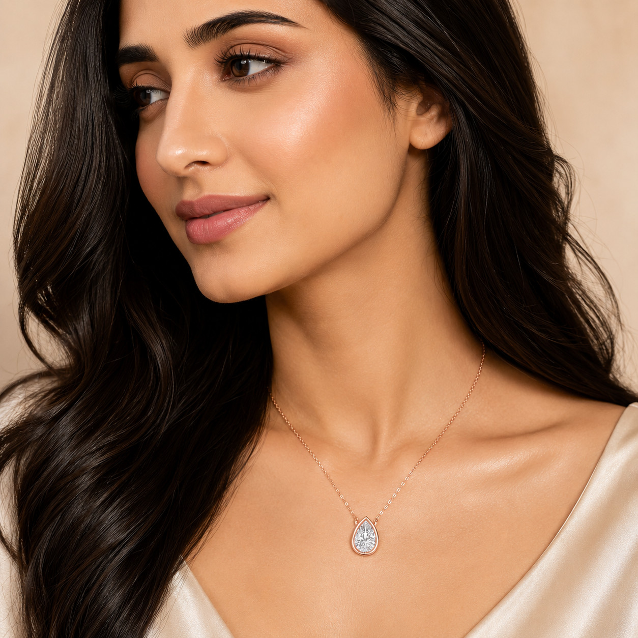 0.75 Ct Moissanite Stone Bezel Set Pendant With 18″ Chain in 925/10K for Women