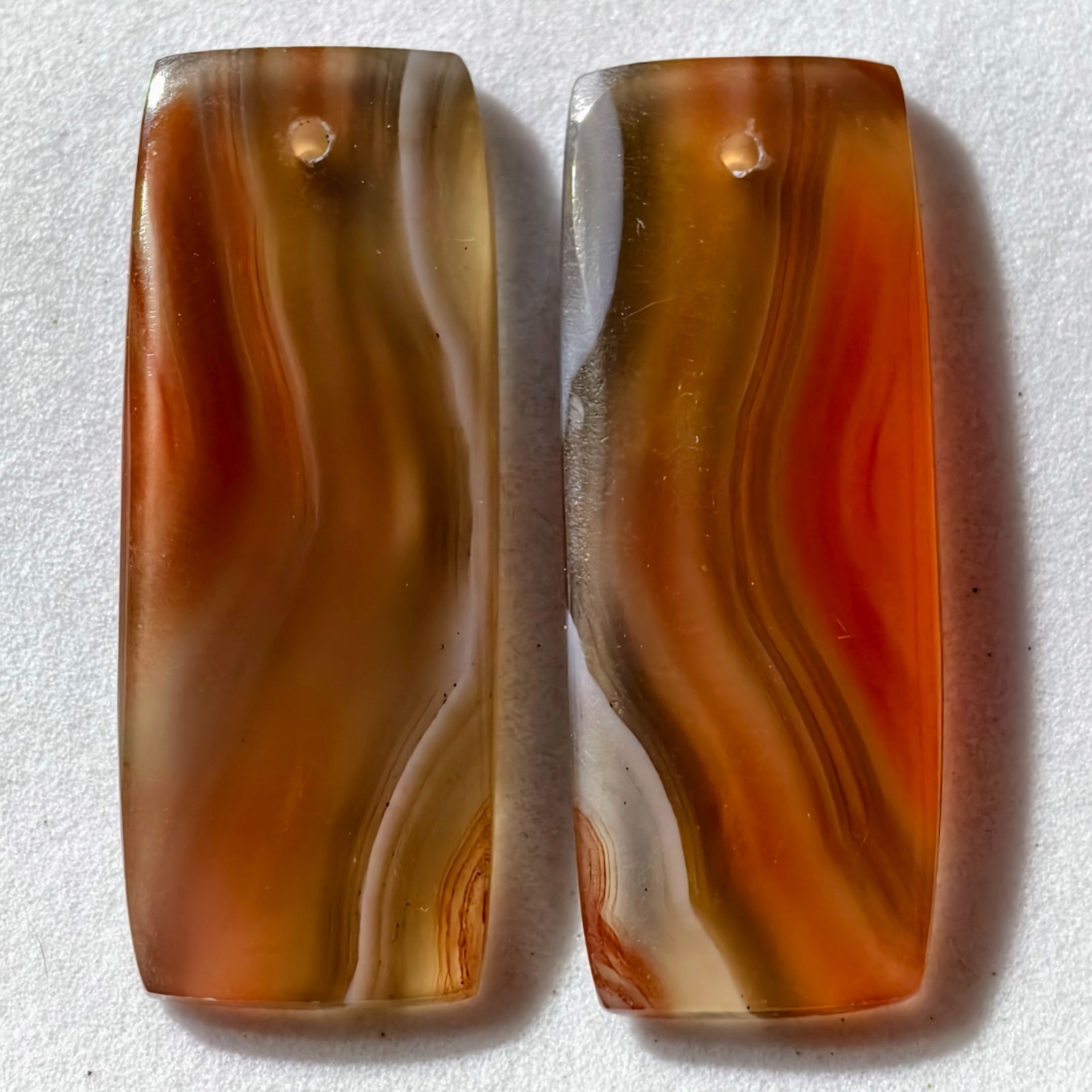 38 Cts Natural Botswana Agate Drilled Pair Cabochon Gemstone 33.3 X 12.9 MM