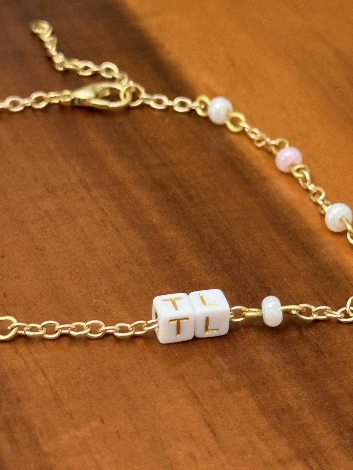 Personalized Beaded Anklet Custom Initial Pastel Dainty Handmade Jewelry