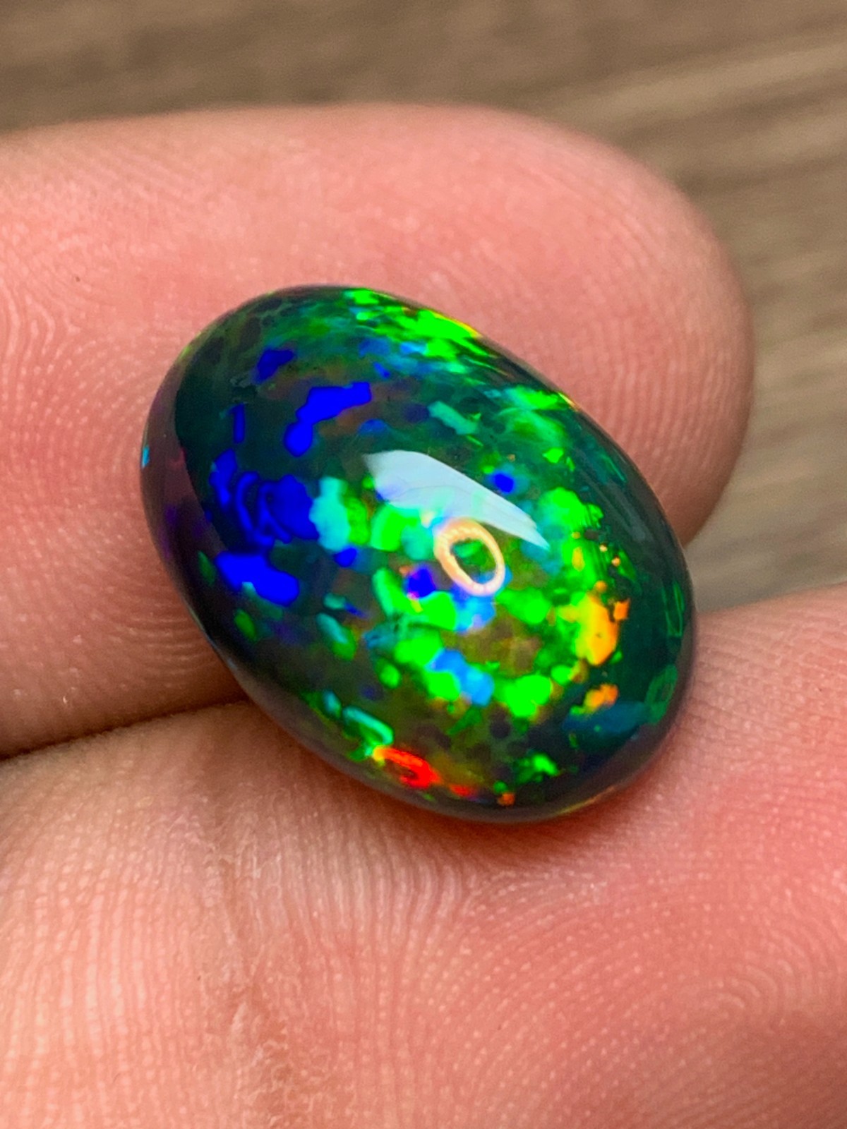 Ethiopian Black Opal Honeycomb Pin Fire 5.85 Carat Oval Cabochon Loose Gemstone