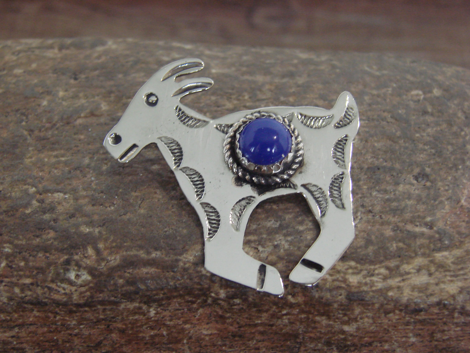 Native American Nickel Silver & Lapis Goat Pin – Cleveland