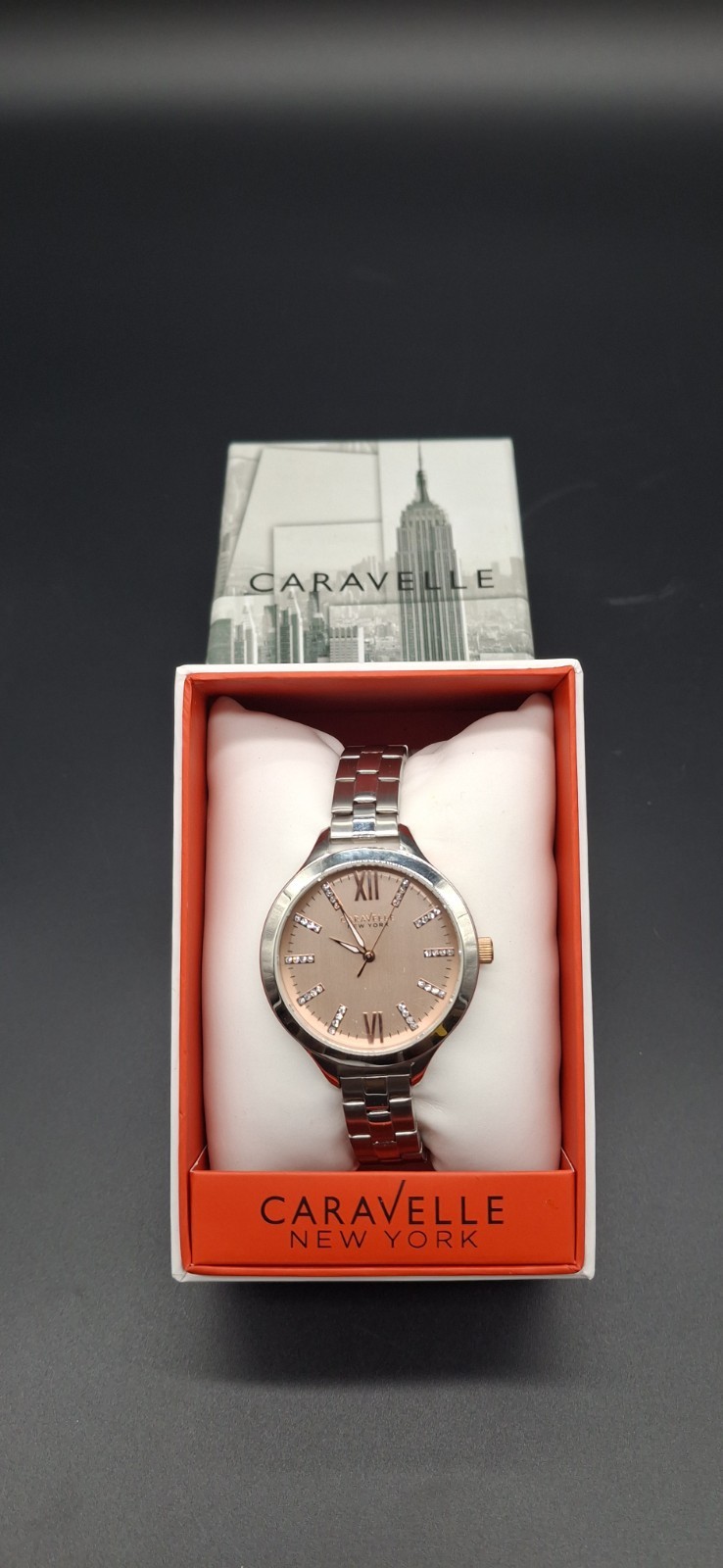 Caravelle New York By Bulova Stainless Steel Rose Gold Ladies Watch 45L141