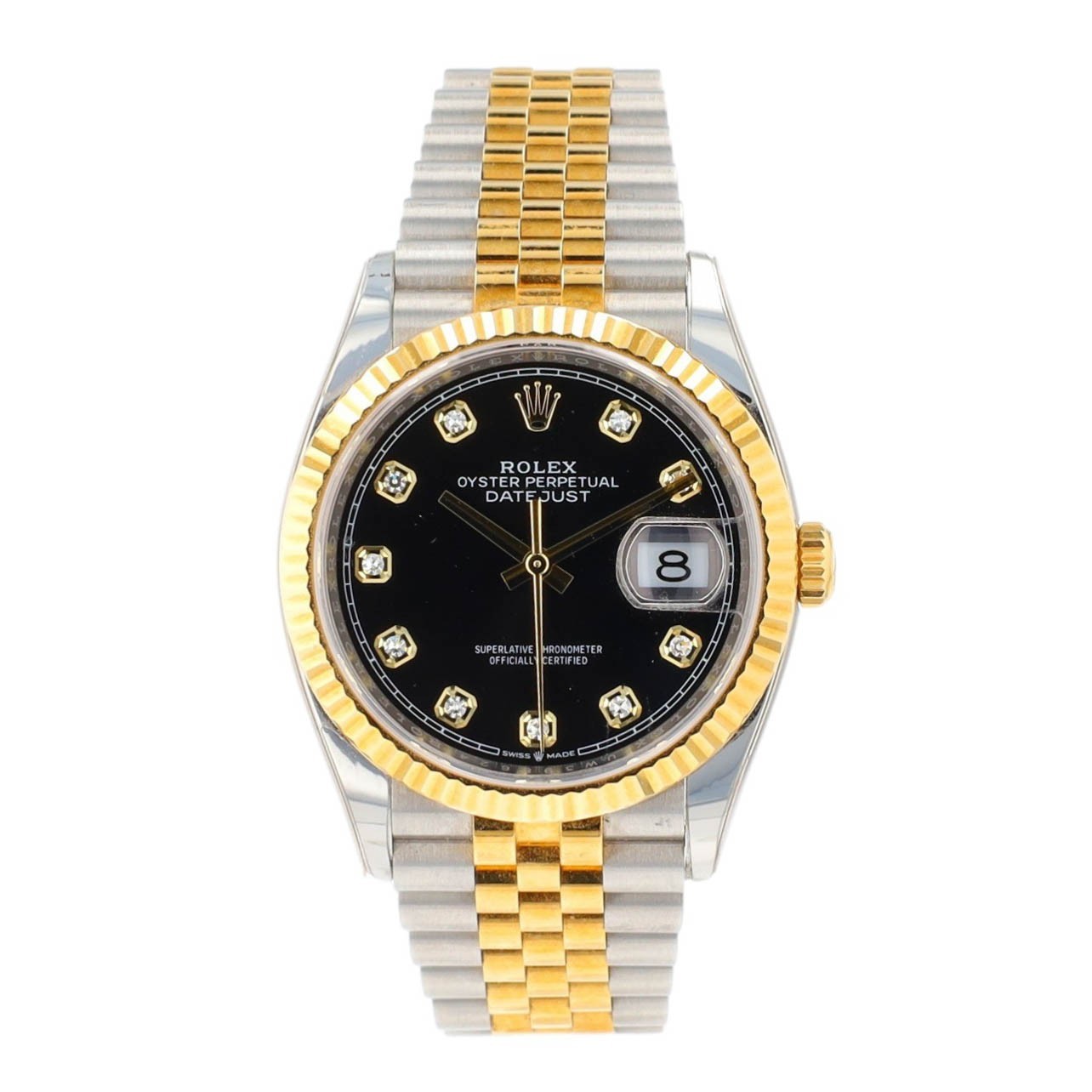 Rolex Datejust 126233 Black Diamond Dial 18KY Gold Steel Jubilee Watch Box Paper